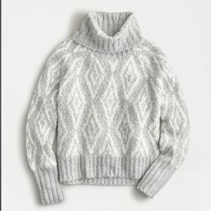 J Crew wool alpaca blend diamond chunky knit Turtleneck Sweater